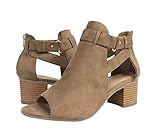 Womens Cutout Side Strap Mid Black Chunky Heel Fashion Ankle Bootie Boots