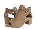City Classified Women's Cutout Side Strap Mid Black Chunky Heel Fashion Ankle Bootie Boots