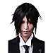 ANOGOL Black Cosplay Wig for Boy Short Wavy Black Wigs Cosplay Costume for Anime Wigs