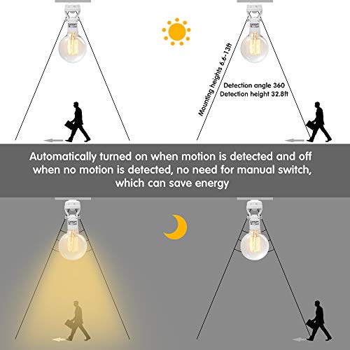 8T8 Motion Sensor Light Socket, PIR Motion E26 Screw Bulb Adapter, Adjustable Auto On/Off Night Light Control Smart sensor bulb adapter for Storage Room, garage light (Manual Sensor_1) - Thumbnail 4