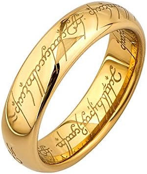 MRing 18K Gold Plated Mens Lord Of The Ring Tungsten Carbide Lord Rings Laser Etched Band High Polished Rings8-10 (11)