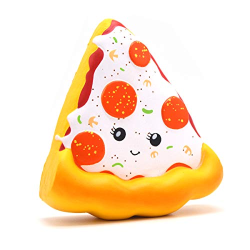 Kiibru Squishies Pizza Squishy Toys Funny Slow Rising Jumbo Cartoon Bread Scented (White)