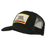 California State Flag Patched Twill Mesh Cap - Black