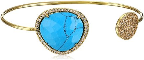 Tai Gold with Turquoise Stone Cuff Bracelet, 2"