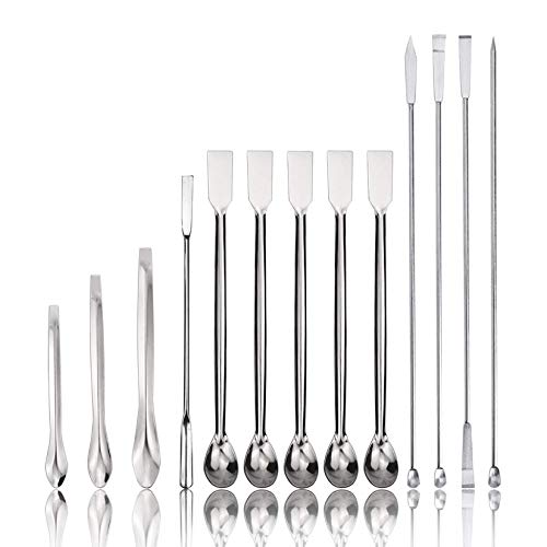 13Pcs Stainless Steel Lab Spatula Micro Scoop Reagent Laboratory Mixing