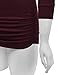 LL WT1255 Women's Deep V Neck 3/4 Sleeve Slim Fitted T-Shirt Casual Cross Surplice Wrap Tops XXL Wine