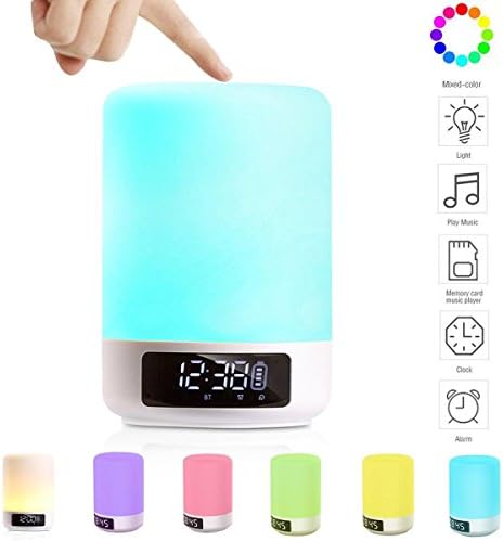 Alarm Clock Radio for Bedrooms with Built-in Bluetooth Speaker, Table Lamp / Bedside Lamp Portable Speaker, LED Night Light with Wireless Speaker and Alarm Clock for Heavy Sleepers, 24 Hour Clock