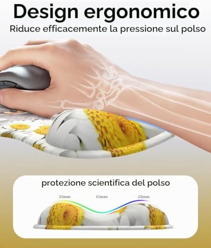 Tappetino Mouse con Poggiapolsi Gel,Ergonomico Mouse Pad con Base Antiscivolo per Casa e Ufficio(Gattino-3)