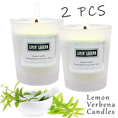 Lemon Verbena Scented Candle-Natural Wax and Fresh Lemon Verbena Essential Candles,Long Lasting and Highly Scented for Stress Relief,Romantic Dinner Date,Spa,Eliminating Home Odd Smell