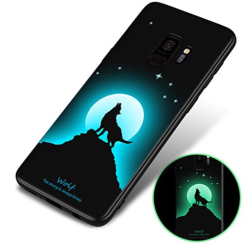 Galaxy S9 Fluorescence Case, ACMBO Slim-fit Luminous Soft TPU Shockproof Anti-scratch No-fade Protective Bumper phone Cases Cover For Samsung Galaxy S9 5.8 inch,Wolf