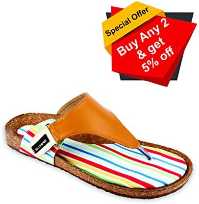 Tan Stripes Subtle On Top and Printed On Bottom to Match Your Mood, Natural Cork, Washable, All Weather, Vegan, Made in India, PETA Certified, Men Sandals