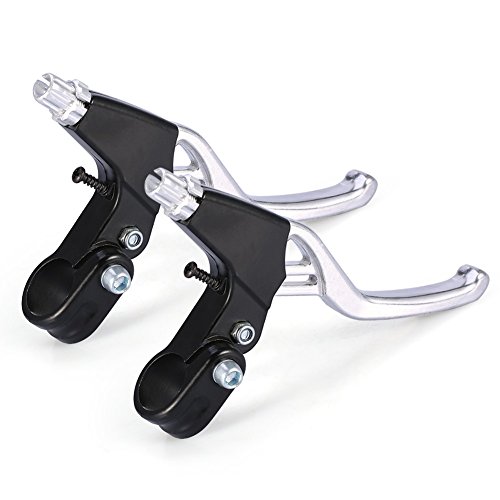 1 Pair Bicycle Brake Lever，Bicycle Brake Handle Mountain Road Bike V-Brake Lever Handlebar Brakes (Color : Silver)