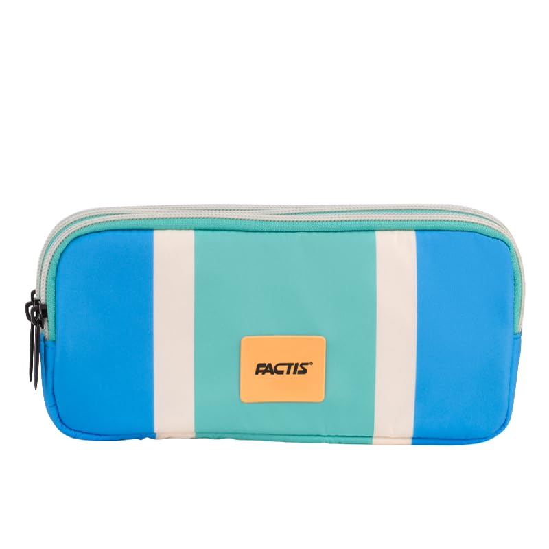 FACTIS® Pencil case 3 zips 3 lines blue