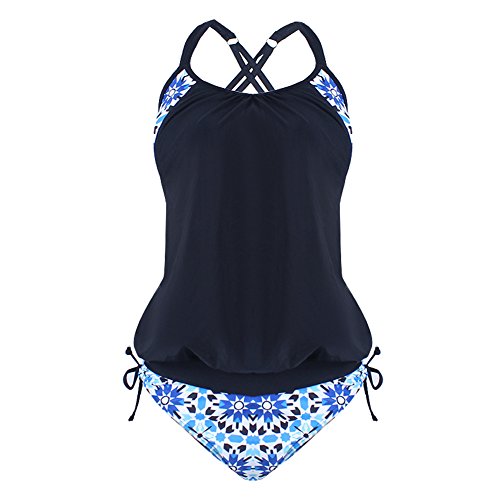 JOYMODE Women's Bikini Padded Tankini Top Two Piece Swimsuit Swimwear
