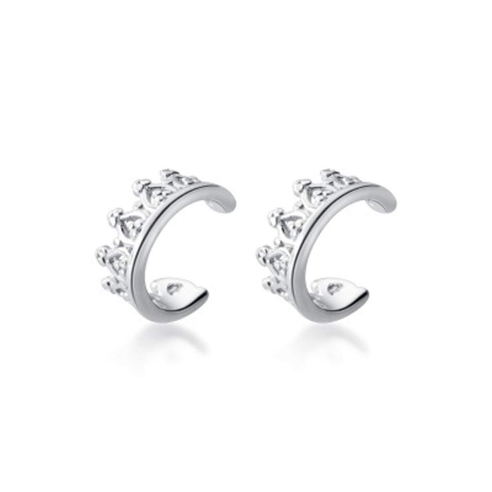 Tiny Crown Small Cuff Wrap Clip On 925 Sterling Silver Cartilage Hoop Earrings for Non Pierced Ear Teen Girls Sensitive Ear Dainty Mini Hoops Hypoallergenic Gifts Birthday Daughter Sister