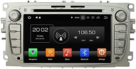 (Silver) 7 Inch Touchscreen Android 8.0 Car Stereo For Ford Mondeo(2007-2012)/Focus(2008-2011)/S-Max(2007-2012), 32G Flash 4G DDR3 RAM GPS Navigation DVD Player