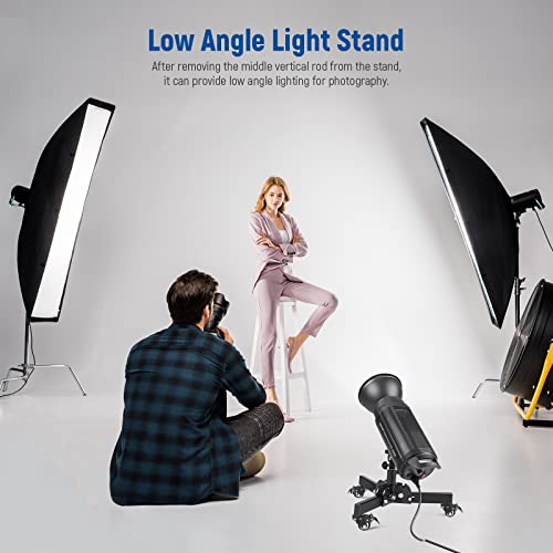 NEEWER Soporte de Luz Resistente con Ruedas, Soporte de Trípode Plegable de Altura Máxima de 2,4 Pies para Tomas de Angulo Bajo/Sobremesa, Soporte de Luz de Fotografía para Softbox