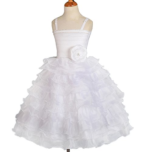 Dressy Daisy Baby-Girls' Flower Girl Diamante Tiered Dress Up Wedding Pageant Party Size 18-24 Months White