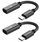 Micro USB to USB C Adapter,(2-Pack) Micro USB Female to USB Type C Male Convert Connector Fast Charging Compatible with Samsung Galaxy S10 S9 S8 Plus Note 9 8, LG V35 V30 G8 G7,Google,Moto Z2 Z3-Black
