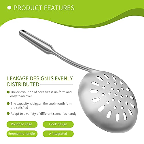 Skimmer Slotted Spoons Ladle Large，Kitchen Metal Skimmer Strainer Spoon