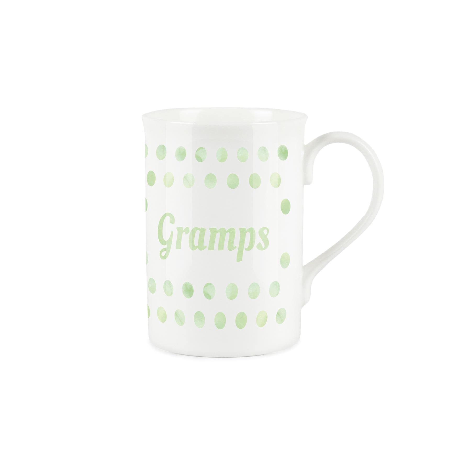 Purely Home Green Polka Dots Spots Gramps Mug - Fine Bone China Gift/Present Mug for Gramps
