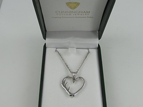 Hook and Antler Heart Shaped Pendant - Sterling Silver - w/18" Chain