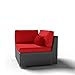 Modenzi C-U (Right) Corner Chair Outdoor Patio Furniture Espresso Brown Wicker (Red)