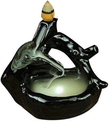 AppleLand LED Light Changing Incense Smoke Cone Burner Ceramic Waterfall Backflow Censer Holder