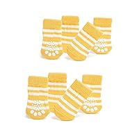 Nothing But Love Pets Toy/Small Dog Non Slip 2 sock packs (8 pcs) For Yorkie Pom Maltese Chihuahua (Small Size, yellow, white)