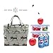 Insulated Lunch Bag Reusable Sling Shoulder Lunch Tote Travel Picnic Drawstring Bento Cooler Bag, Front Pocket and 2 Side Pockets (Grey Cats)