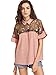 SheIn Women's Cute Embroidered Sheer Neck Ruffle Cuff Collared Blouse Small Pink