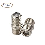 F-Type Coaxial RG6 Connector, Conwork 10-Pack TV RF Cable Extension F81 Coupler Adapter Connects Two Coaxial Video Cables, Female to Female