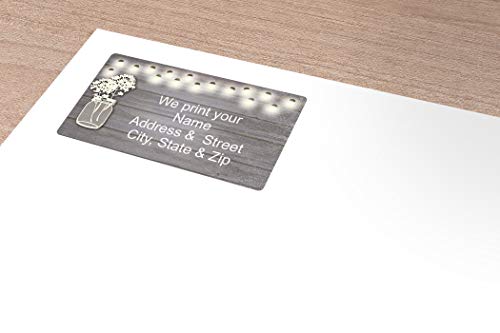 Rustic Mason Jar Address Label - Customized Return Address Label - 90 Labels (Mason Jar)
