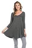 Frumos Womens Tunic Tops For Leggings V-Neck Top SA-Charcoal 3X-Large