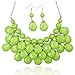 RIAH FASHION Chunky Acrylic Jewel Cluster Floating Bubble Statement Necklace - Teardrop Dangle Layered Bib Collar (Lime Green)