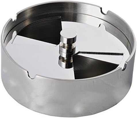 Jump Tiger High Grade Stainless Steel Tabletop Detachable Rotating Lid Cigarette Ashtray (M)