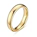 MEALGUET 6mm/4mm Gold Plated Tungsten Carbide Domed High Polished Plain Simple Wedding Ring Band for Men&Women,Size 6