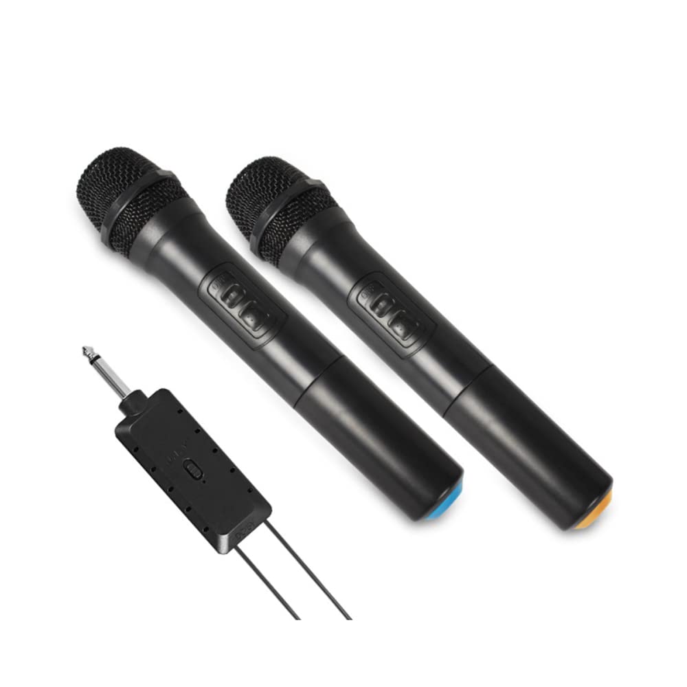 ZONADAH Dual Wireless Microphone, Rechargeable Mic System with Receiver and Anti-Slip Ring, 30-100 meters Transmission Distance for Karaoke Singing, Public Speech, Wedding, Stage, Outdoor Activity