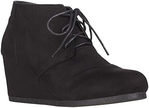 Women's Round Toe Lace Up Wedge Heels Suede Ankle Boots Booties