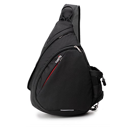 YUOTO Sling Backpack Crossbody Over Shoulder One Strap Rope Bag Unbalance Triangle Pack Bookbag for Women & Men black