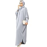IDOPIP Muslim Dresses for Women Long Sleeve Islamic Ramadan Abaya Dubai Kaftan Robe Loose Casual Modest Arabic Prayer Clothes