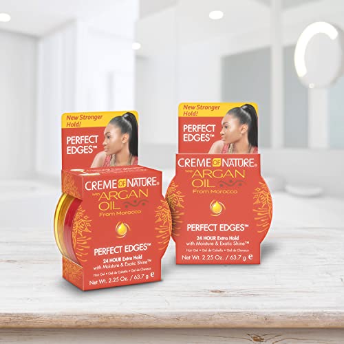 CREME OF NATURE PERFECT EDGES™ FIRM HOLD EDGE CONTROL GEL, 24-HOUR HOLD, NON-FLAKING, FRIZZ CONTROL, SLEEK HAIR GEL, ARGAN OIL EDGE STYLER, 2.25 OZ