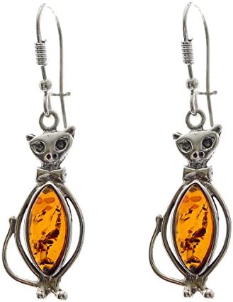 Sterling Silver 925 Cognac Earrings Baltic Amber