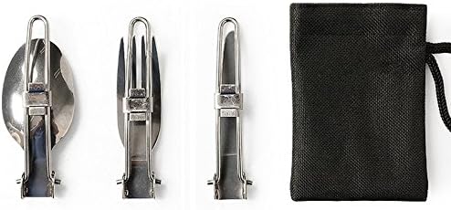 MEAILE Camping Portable Stainless Steel Foldable Knife Fork Spoon Tableware Outdoor Camping Utensils Suit