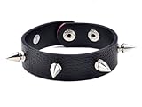 Imixlot Men's Rock Gothic PU Leather Spike Metal Buckle Bracelet Black