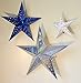 Time Away Paper Star Lantern Decorations - 1 Large Metallic Silver Star, 1 Medium Metallic Star and 1 Small White Star with LED Lights