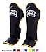 Top King Muay Thai Shin Pads TKSGP GL Shin Guards Pro Genuine Leather (Solid Black, Medium)