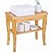 Ollieroo Bamboo Shower Bench Seat Wooden Spa Bench Stool with Storage Shelf, Bath Seat Bench Stool Bath & Shower Transfer Benches