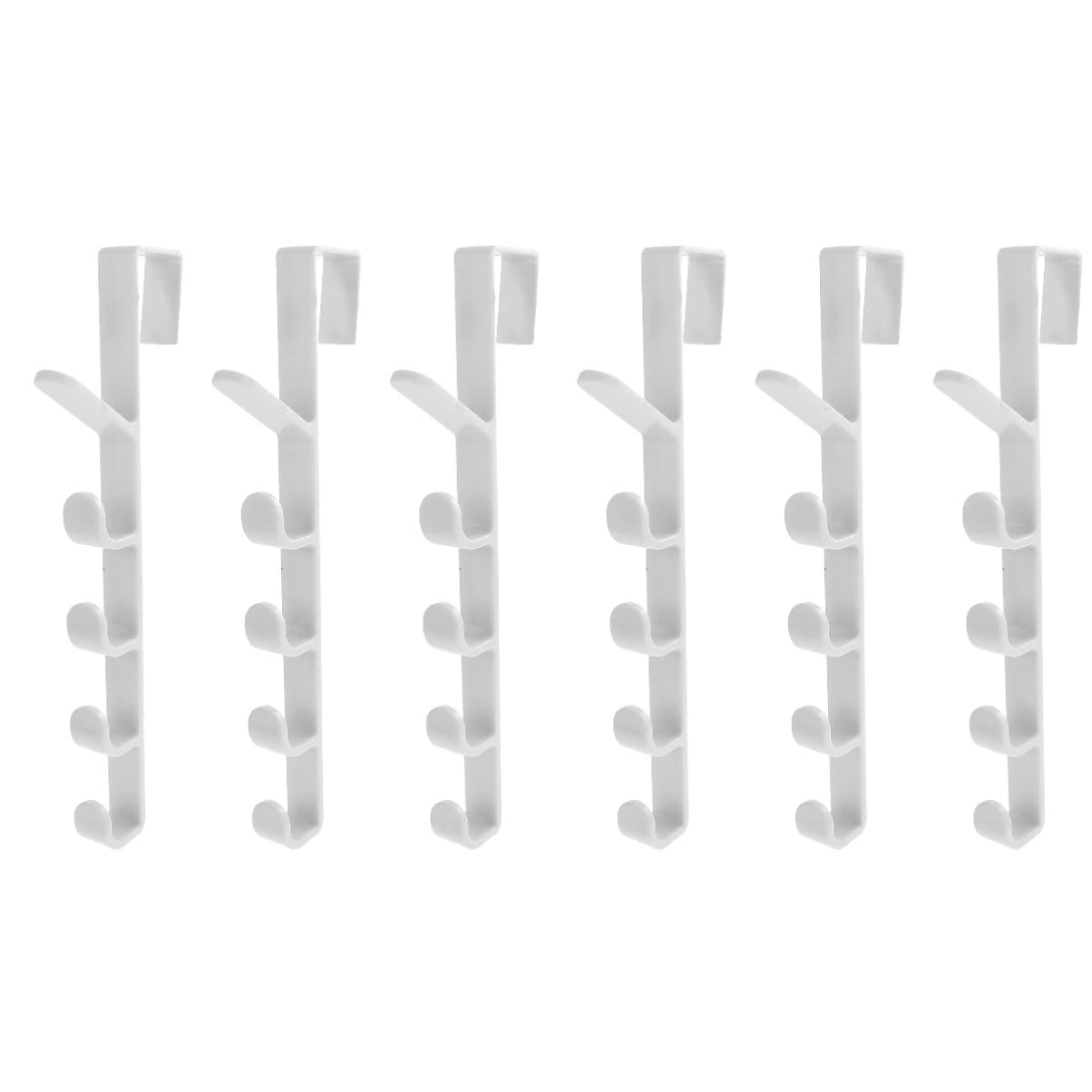 VILLCASE Over The Door Hooks, Over Door Hanger Coat Hooks Door Hooks Over The Door Hook Hanger Entryway Hanger Multi Hanger, 5 Hooks Heavy Duty Hook for Coat Towel Bag Robe Organizer 6pcs