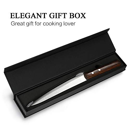 Sashimi Sushi Knife, Pro 8 Inch Chef Knife, Kitchen Knife with German High Carbon Stainless Steel & Gray Leather Wooden Handle Great for Slicing Meat, Fruits, Vegetables